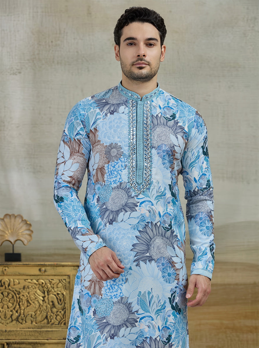Blue Printed Kurta Pajama | Virasana