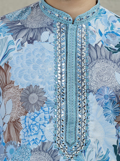 Blue Printed Kurta Pajama | Virasana