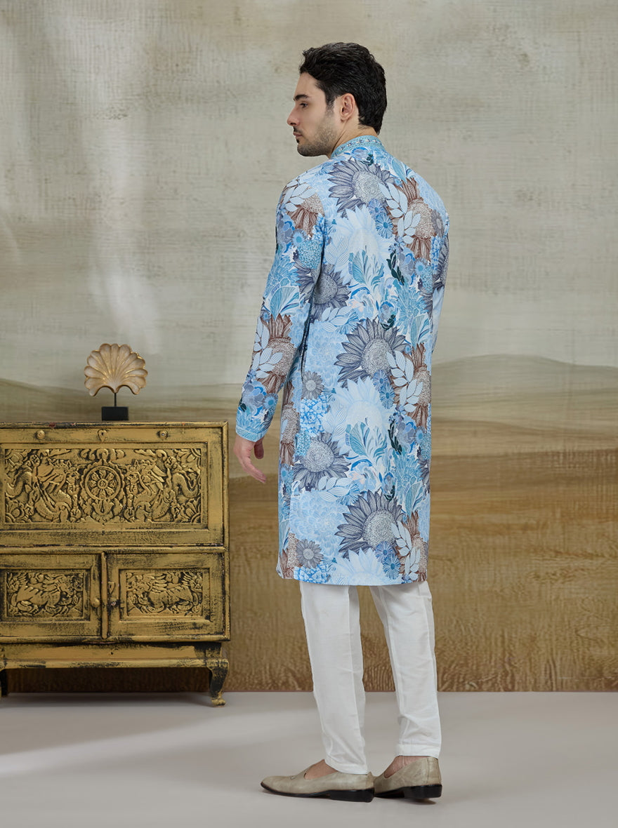 Blue Printed Kurta Pajama | Virasana
