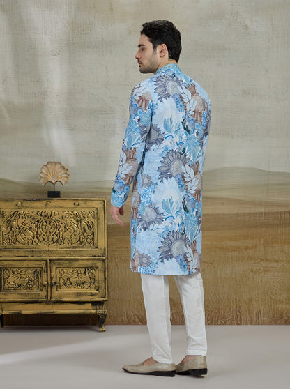 Blue Printed Kurta Pajama | Virasana