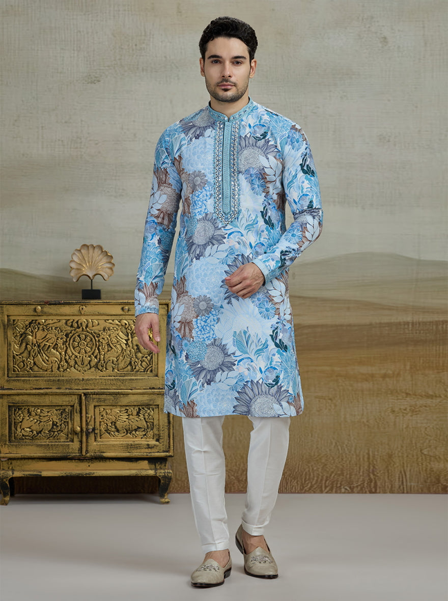 Blue Printed Kurta Pajama | Virasana