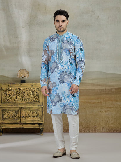 Blue Printed Kurta Pajama | Virasana