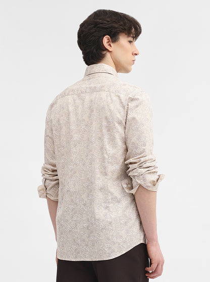 Beige Printed Slim Fit Semi Casual Shirt | JadeBlue