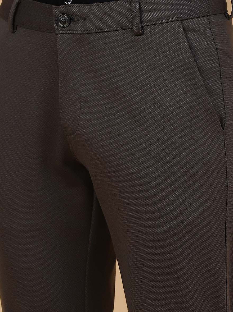 Brown Solid Slim Fit Club Wear Trouser | JB Studio