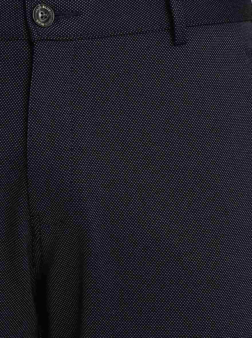 Navy Blue Solid Slim Fit Club Wear Trouser | JB Studio