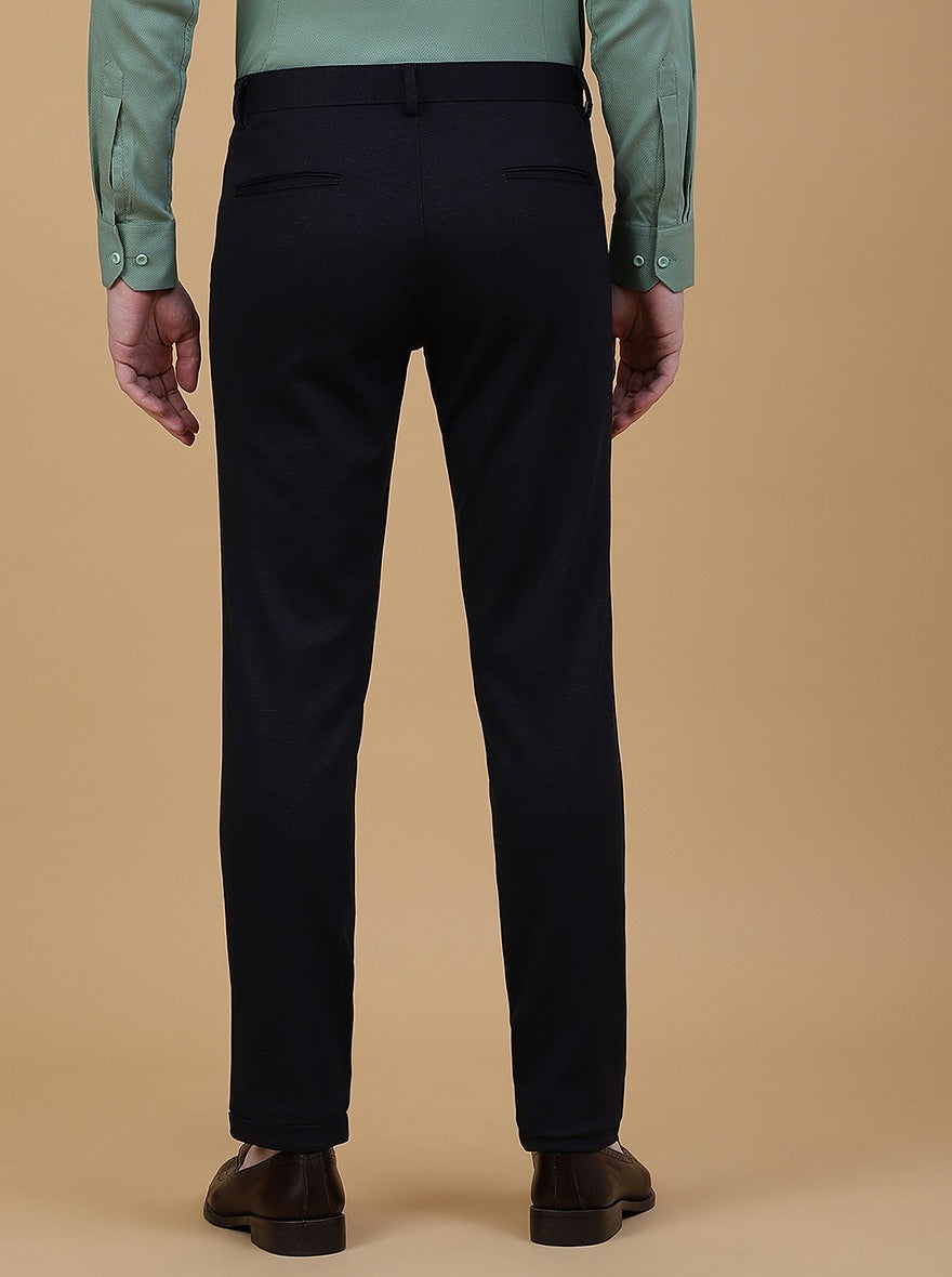 Navy Blue Solid Slim Fit Club Wear Trouser | JB Studio