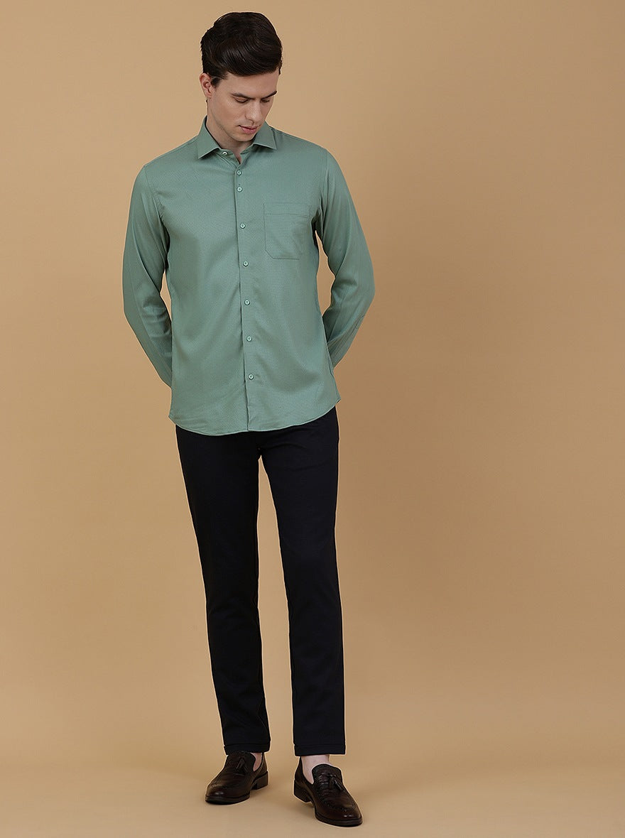 Navy Blue Solid Slim Fit Club Wear Trouser | JB Studio
