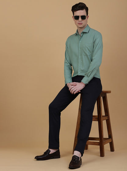 Navy Blue Solid Slim Fit Club Wear Trouser | JB Studio