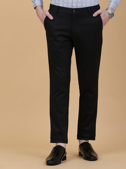 Black Solid Slim Fit Club Wear Trouser | JB Studio