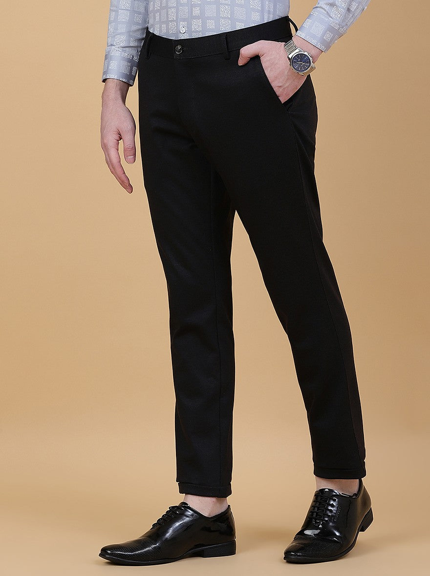 Black Solid Slim Fit Club Wear Trouser | JB Studio