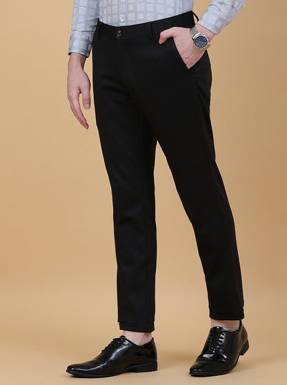 Black Solid Slim Fit Club Wear Trouser | JB Studio