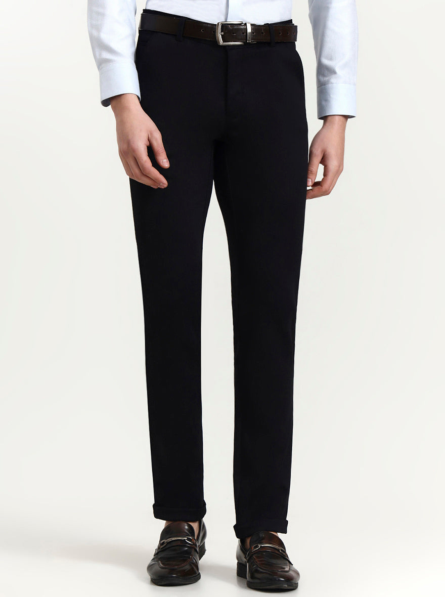 Black Solid Slim Fit Club Wear Trouser | Wyre
