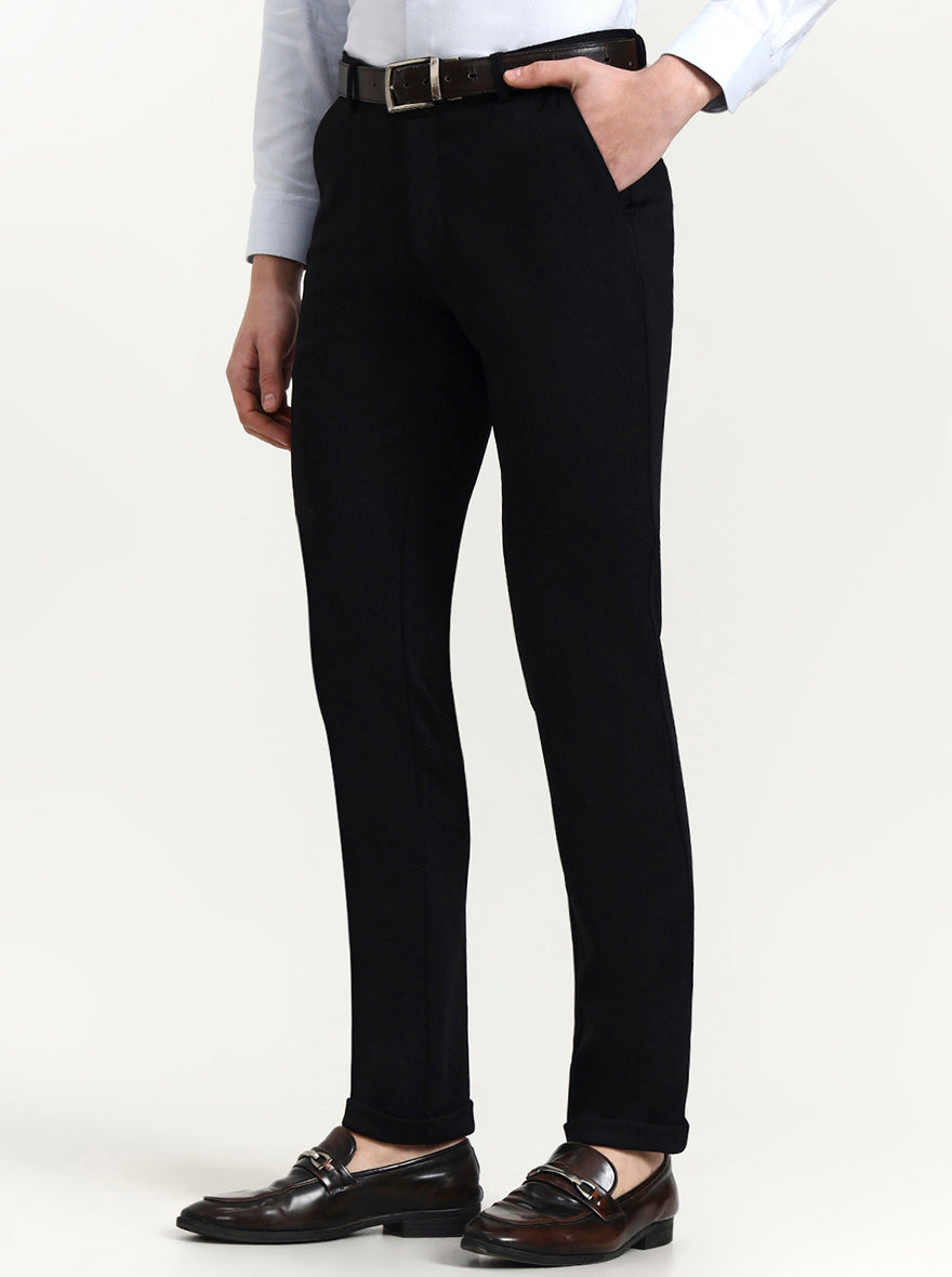 Black Solid Slim Fit Club Wear Trouser | Wyre