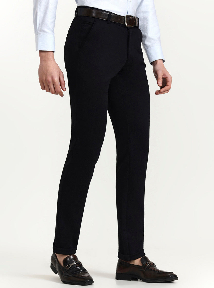 Black Solid Slim Fit Club Wear Trouser | Wyre
