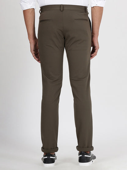Olive Green Solid Venice Fit Casual Trouser | JadeBlue