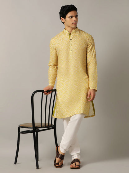 Yellow Printed Kurta | The Kurta Company