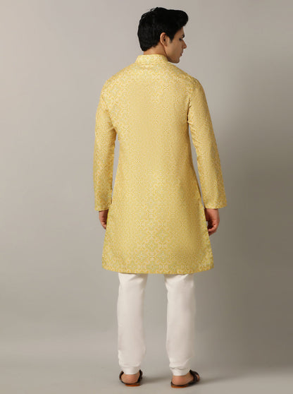 Yellow Printed Kurta | The Kurta Company