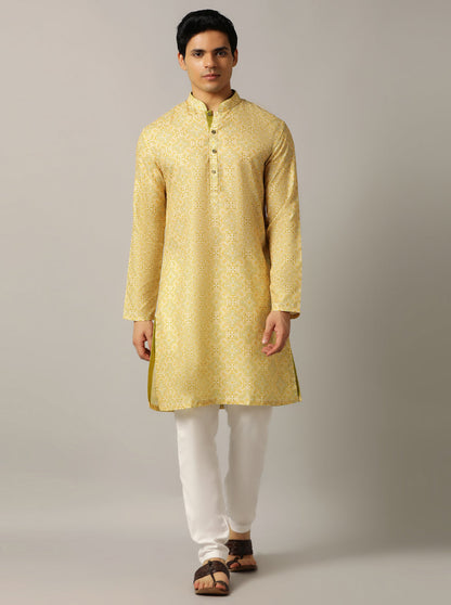 Yellow Printed Kurta | The Kurta Company