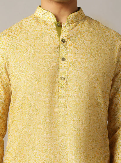 Yellow Printed Kurta | The Kurta Company