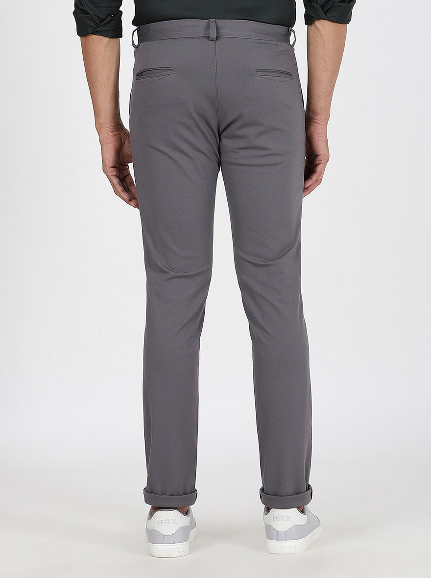 Light Grey Solid Venice Fit Casual Trouser | JadeBlue