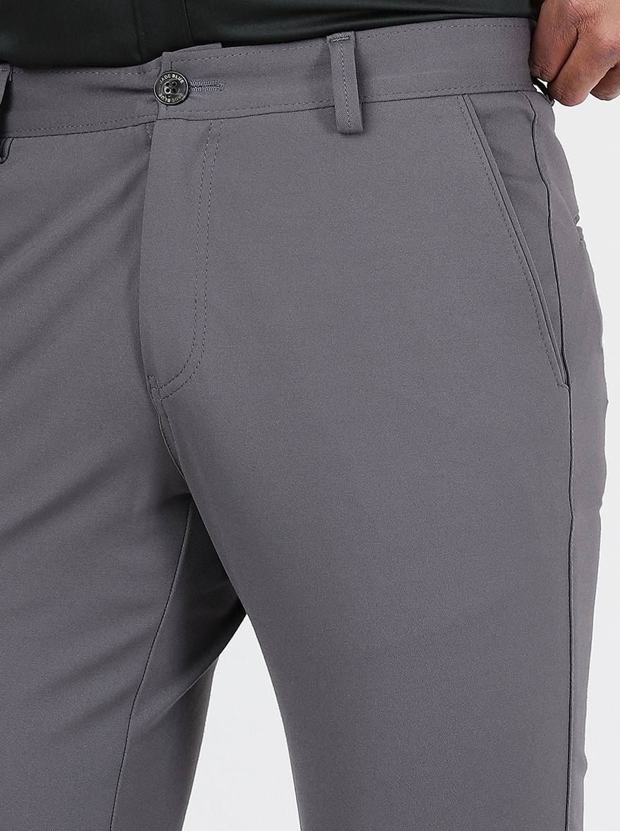 Light Grey Solid Venice Fit Casual Trouser | JadeBlue