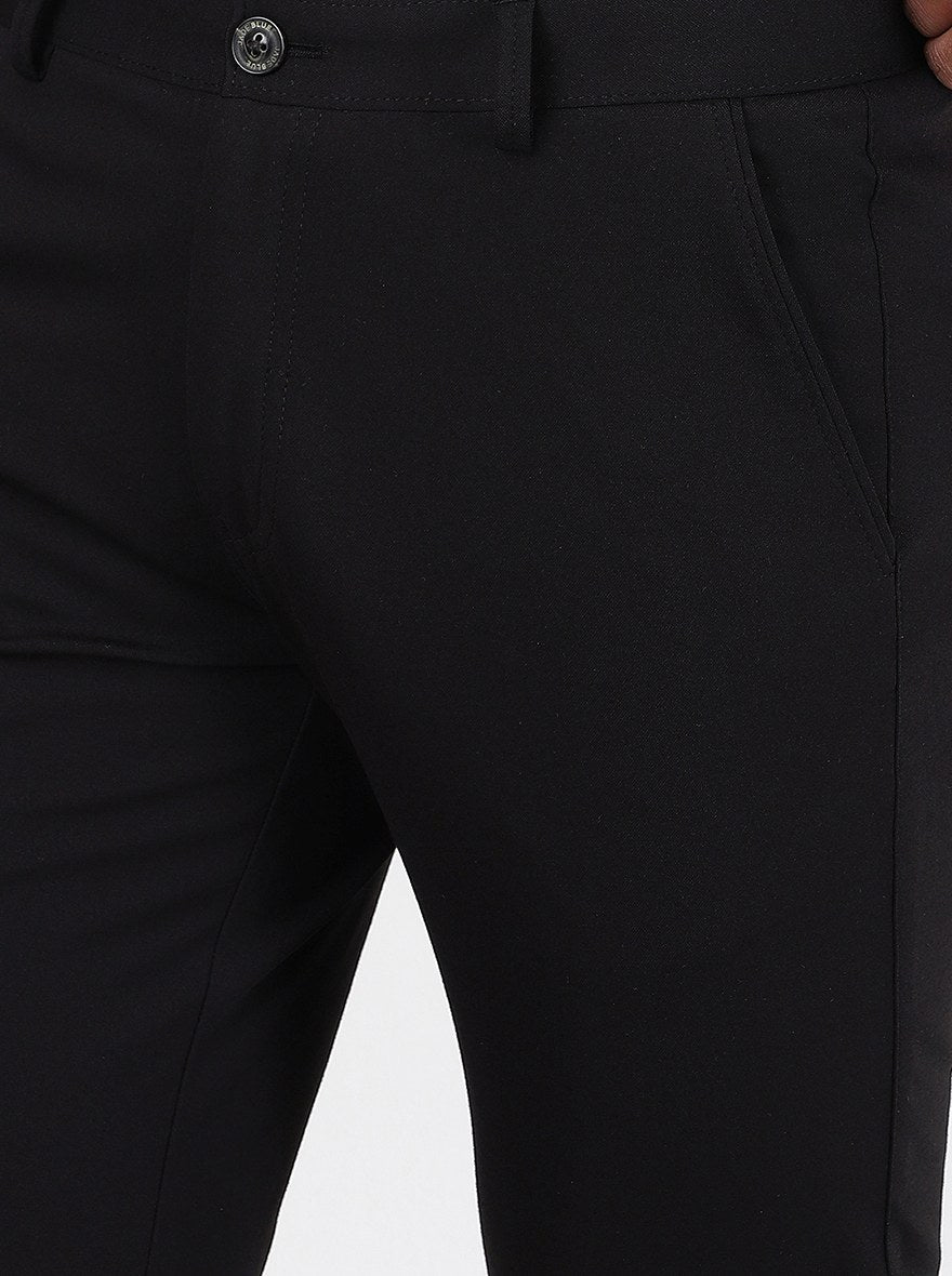 Black Solid Venice Fit Casual Trouser | JadeBlue