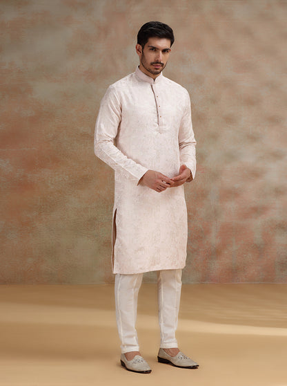Pink Printed and Embroidered Kurta Pajama | JB X JB
