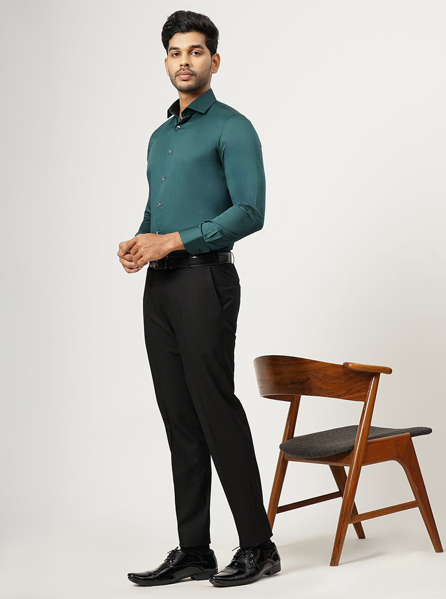 Green Solid Slim Fit Party Wear Shirt | Wyre