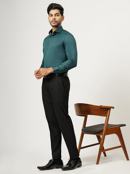 Green Solid Slim Fit Party Wear Shirt | Wyre