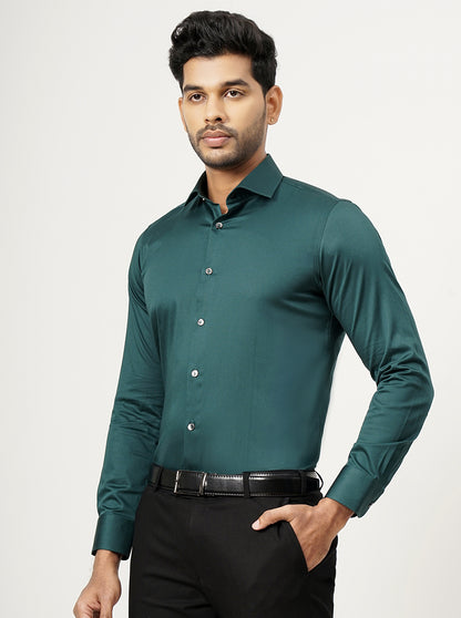 Green Solid Slim Fit Party Wear Shirt | Wyre