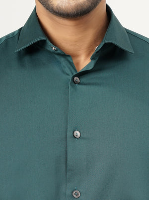 Green Solid Slim Fit Party Wear Shirt | Wyre