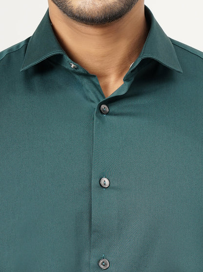 Green Solid Slim Fit Party Wear Shirt | Wyre