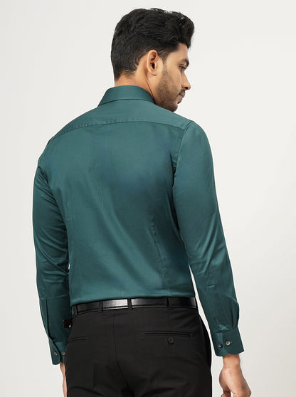 Green Solid Slim Fit Party Wear Shirt | Wyre