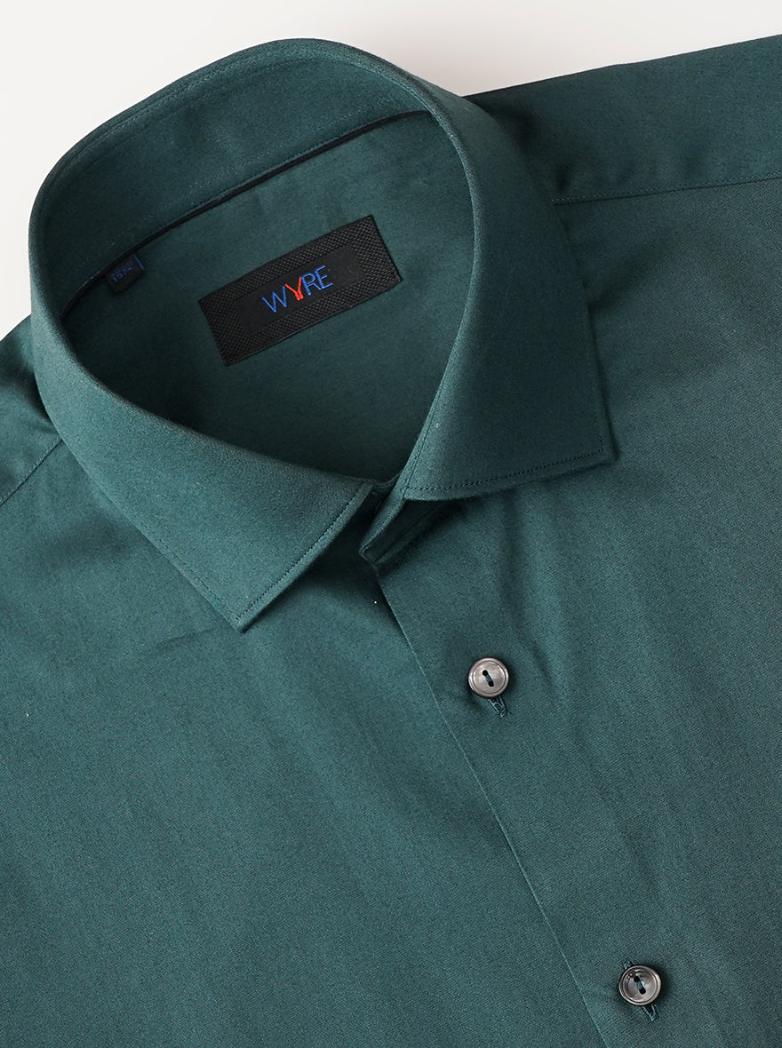 Green Solid Slim Fit Party Wear Shirt | Wyre