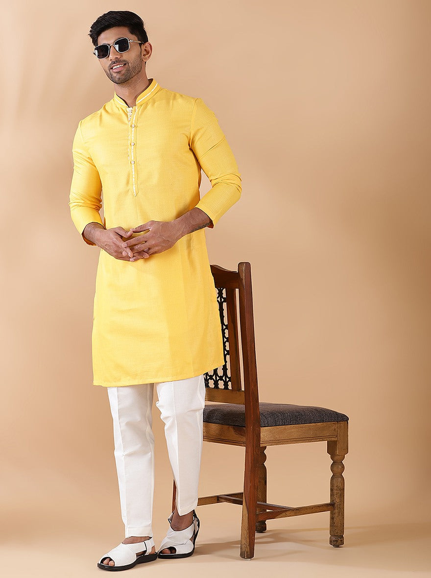 Yellow Solid Kurta | The Kurta Company