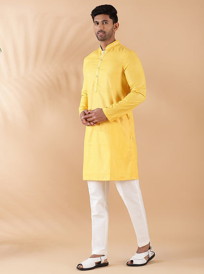 Yellow Solid Kurta | The Kurta Company