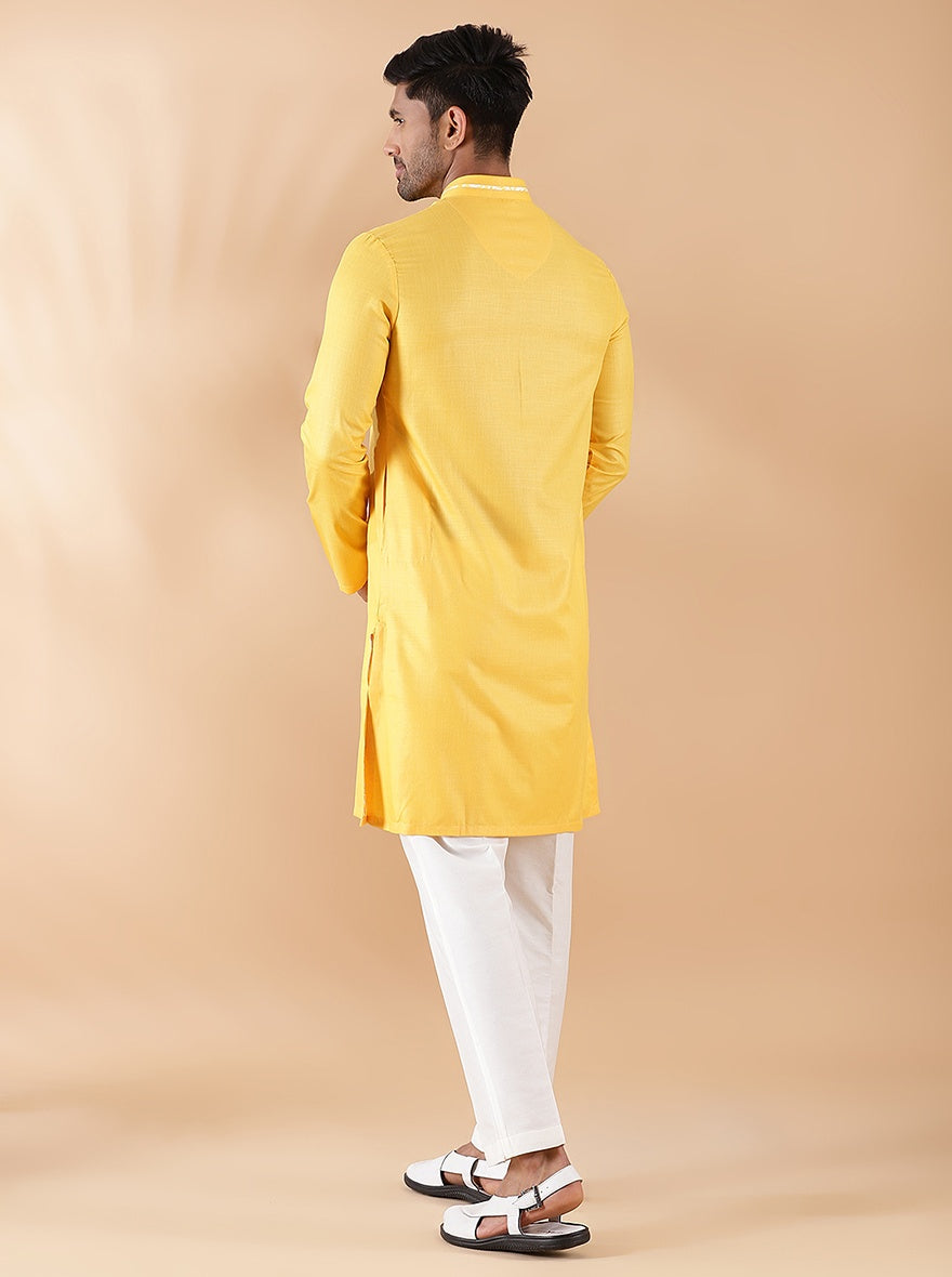 Yellow Solid Kurta | The Kurta Company