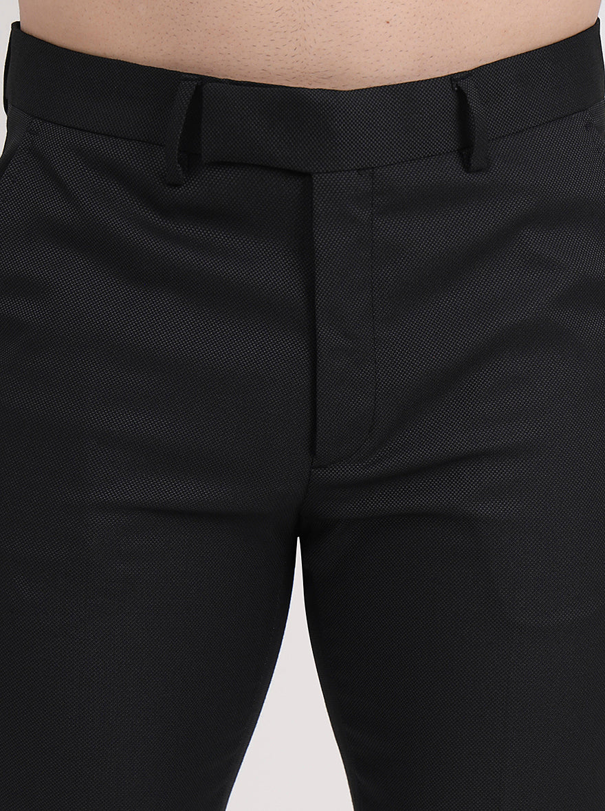 Black Solid Slim Fit Formal Trouser | Greenfibre