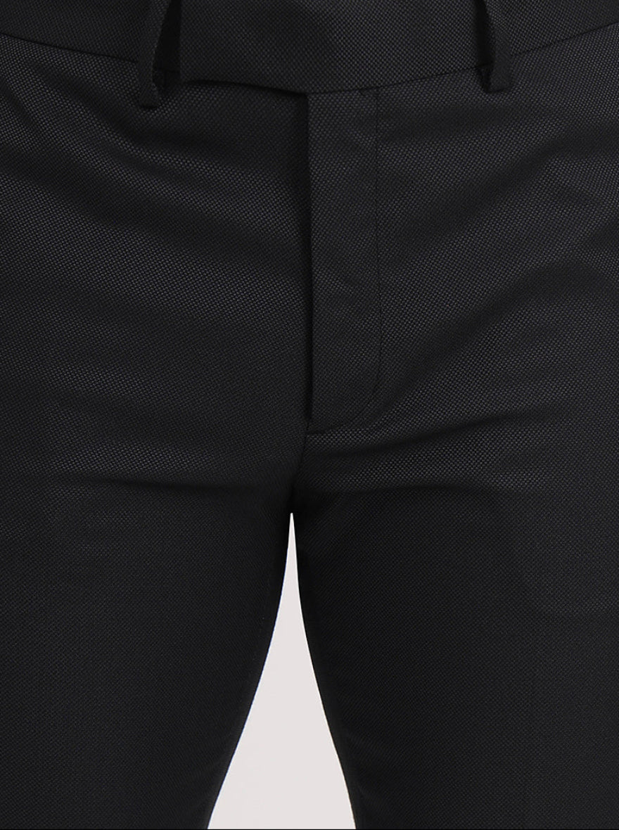 Black Solid Slim Fit Formal Trouser | Greenfibre