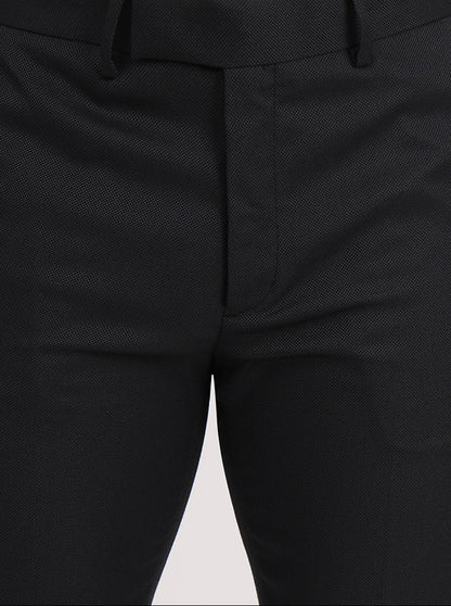 Black Solid Slim Fit Formal Trouser | Greenfibre