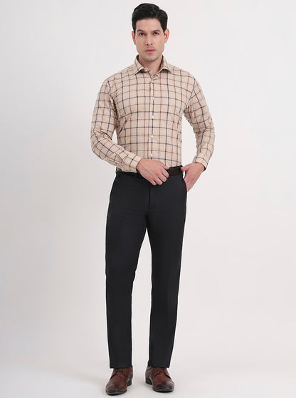 Black Solid Slim Fit Formal Trouser | Greenfibre