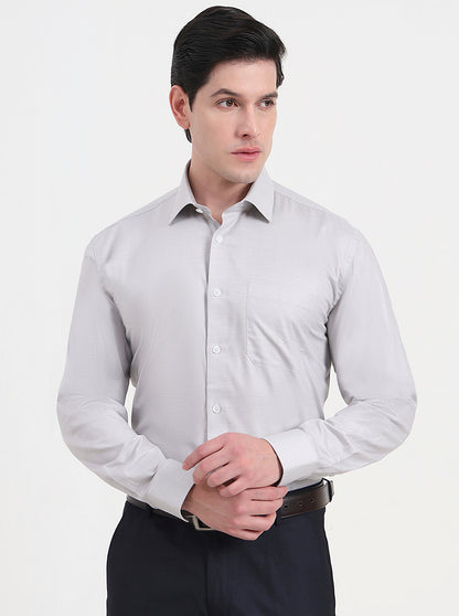 Light Grey Solid Regular Fit Formal Shirt | JadeBlue