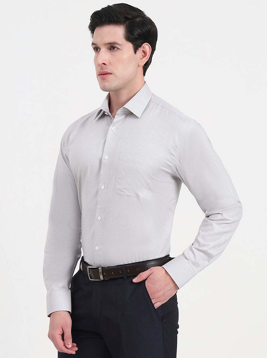 Light Grey Solid Regular Fit Formal Shirt | JadeBlue