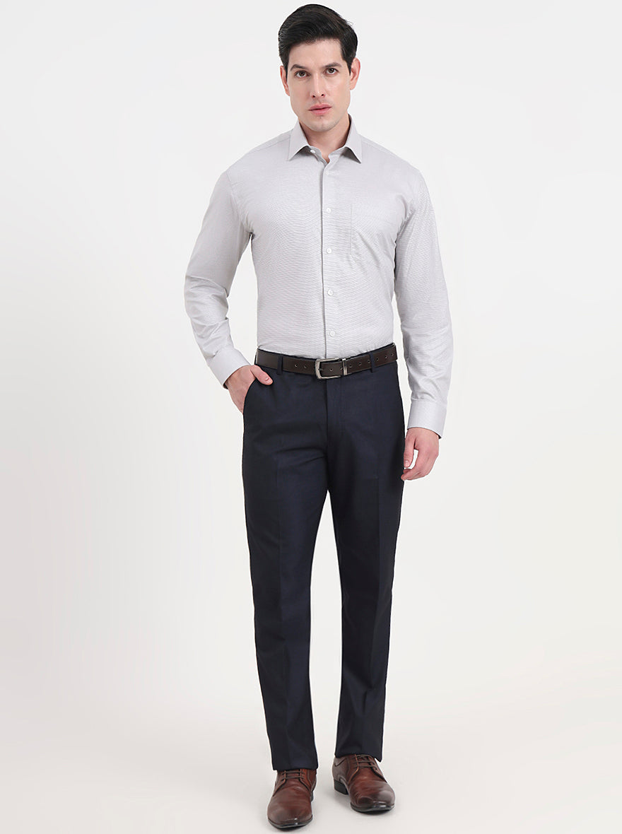 Light Grey Solid Regular Fit Formal Shirt | JadeBlue
