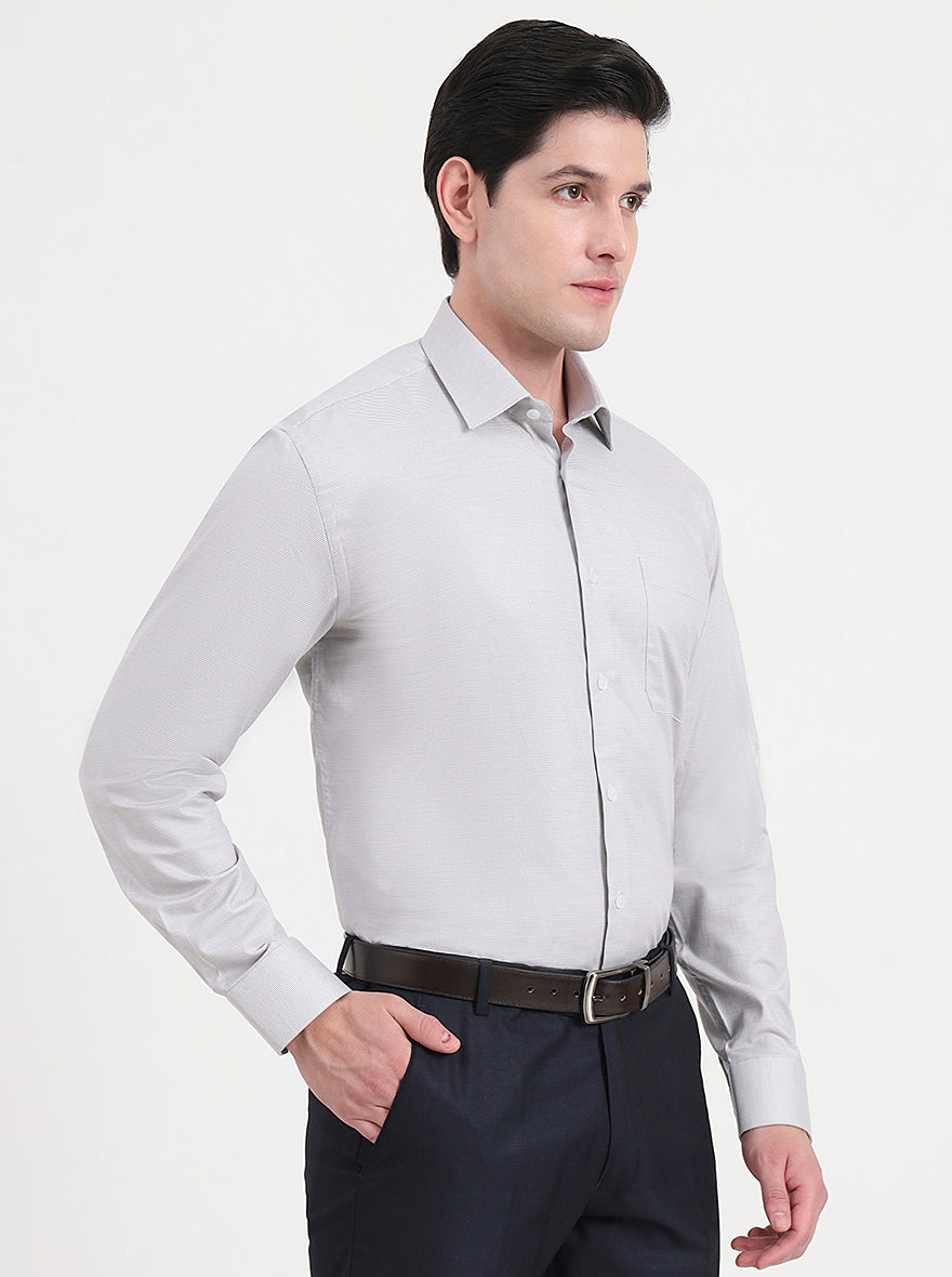 Light Grey Solid Regular Fit Formal Shirt | JadeBlue