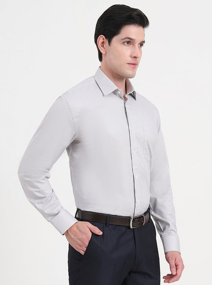 Light Grey Solid Regular Fit Formal Shirt | JadeBlue
