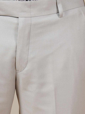 Light Grey Solid Slim Fit Formal Trouser | Metal