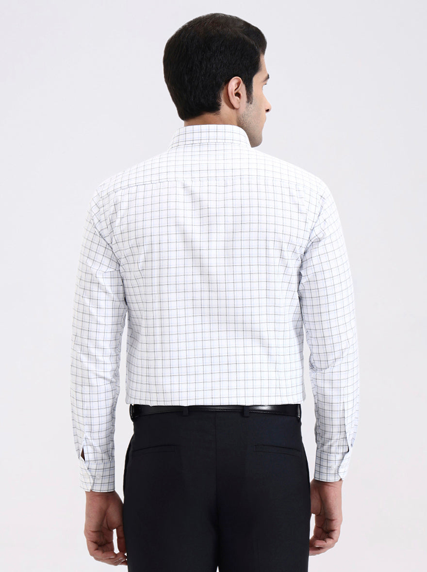 White & Black Checked Slim Fit Formal Shirt | Greenfibre