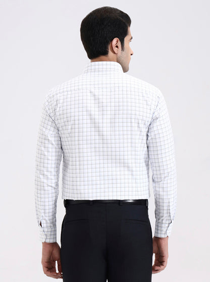 White & Black Checked Slim Fit Formal Shirt | Greenfibre