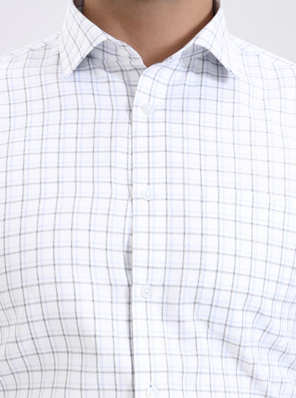 White & Black Checked Slim Fit Formal Shirt | Greenfibre